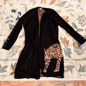Chico's Black and Tan Leopard Cardigan